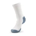Thorlos Unisex Thick Padded Running Socks, Crew, White/Navy, Large (Women's Shoe Size 10.5-13, Men's Shoe Size 9-12.5)
