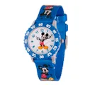 Disney Mickey Mouse Kids' Bezel Stainless Steel Time Teacher Analog Nylon Strap Watch, Blue, Blue Multi, NO SIZE