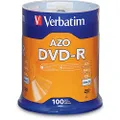 Verbatim 4.7GB up to 16x Recordable Disc DVD-R 100-Disc Spindle 95102,Silver