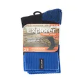 Explorer Men's Tough Work Dual Layer Crew Socks - 2 Pack, Black / Blue (2 Pack), 11+ / Large