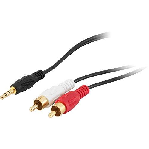 LA1055 Pro2 5M 3.5Mm Plug to 2X RCA Stereo Adaptor Lead Gold Plated Plugs Gold Plated Plugs, Black Molding