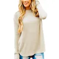 Women's Long Sleeve Oversized Crew Neck Solid Colour Knit Pullover Sweater Tops