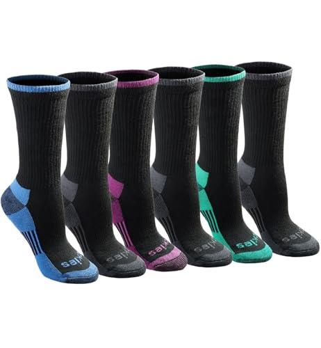 Dickies Women's Dritech Advanced Moisture Wicking Crew Sock (6/12 Packs), Black Assorted (6 Pairs), 6-9