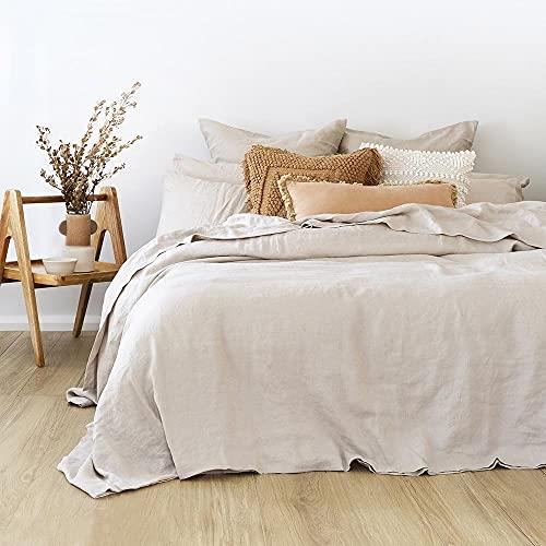 Bambury Linen Quilt Cover Set, Queen Bed, Pebble