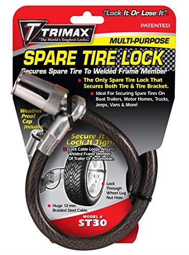 Trimax ST30 Trimaflex Spare Tire Cable Lock (Round Key) 36" x 12mm Black/Chrome