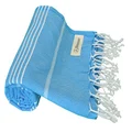 Bersuse 100% Cotton Anatolia Turkish Towel - 37X70 Inches, Ocean Blue
