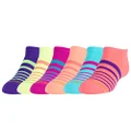 Gold Toe Big Girls' Stripes Liner Socks 6-Pairs, Large, Multicolor