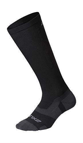 2XU Unisex Vectr Full Length Sock - Performance Compression Socks for Enhanced Comfort and Support - Black/Titanium - Size X-Large (Men's US Size 12.5-14, Women's US Size 14-15.5)