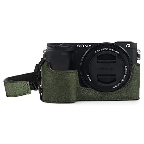 MegaGear Sony Alpha A6400 MegaGear MG1644 Ever Ready Genuine Leather Camera Half Case Compatible with Sony Alpha A6400 - Green Camera Case, Green (MG1644)