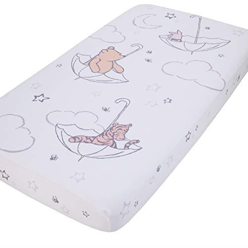 Disney Winnie The Pooh - Classic Pooh - Ivory, Tan & White Photo Op Fitted Crib Sheet, Tan, White, Grey, 28x52x8 Inch (Pack of 1)