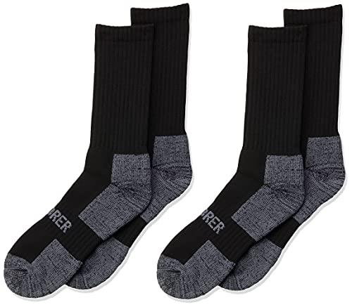 Explorer Men's Tough Work Dual Layer Crew Socks - 2 Pack, Black (2 Pack), 6-10 / Medium