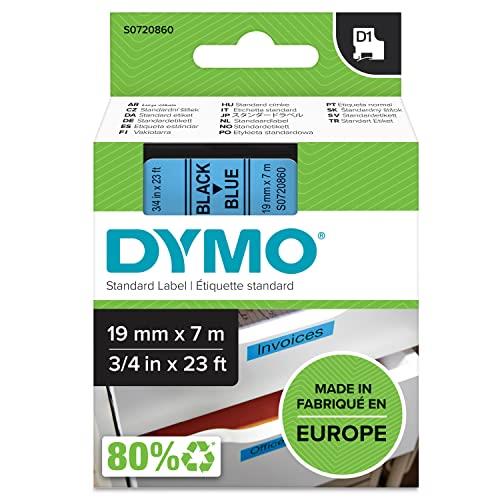 DYMO D1 Label Cassette Tape, 19mm x 7m, Black/Blue