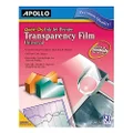 Apollo Transparency Film for Inkjet Printers, Universal, Quick Dry, 50 Sheets/Pack (VCG7033S), Clear