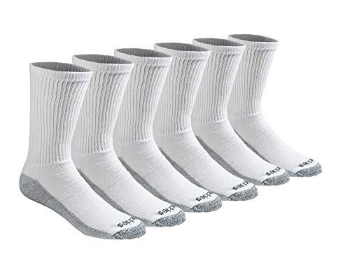 Dickies Men's Dri-Tech Moisture Control Crew Socks Multipack, White (6 Pairs), 12-15