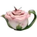Cosmos Gifts, Butterfly on Rose Teapot, Ceramic, 5-1/2 Inches High