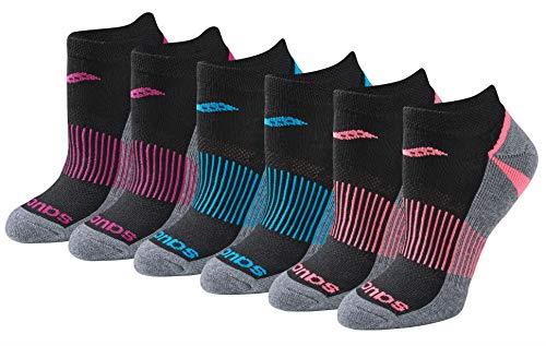 Saucony womens Selective Cushion Performance No Show Athletic Sport (6 & 12 Pairs) Socks, Black Assorted, Small-Medium US