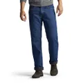 Lee Men's Fleece Lined Relaxed Fit Straight Leg Jeans, Dark Wash, 31W x 32L US