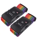 SANTREST Travel Luggage Strap Adjustable Suitcase Packing Belt with TSA Combination Lock(Rainbow 2 Pack)