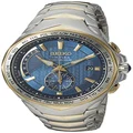 SEIKO SSG010 Watch for Men - Coutura Collection - Radio Sync Solar Chronograph, Two-Tone Stainless Steel Case & Bracelet, Black Dial with Lumibrite Hands & Markers, and Date Calendar, Blue, Gold,