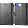 TUCCH Wallet Case for 8 Plus, iPhone 7 Plus Case, Premium PU Leather Flip Folio Case with Card Slot, Stand Holder, Magnetic Closure [TPU Shockproof Interior Case] Compatible iPhone 7/8 Plus, Black