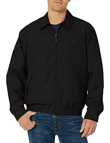 CHAPS Men's Classic Fit Full-Zip Microfiber Jacket, American Black, Large
