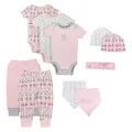 Lamaze Organic Baby Baby Girls Short Sleeve Bodysuits, Jogger Pants, + Caps Shirt, Pink, 3 Months US