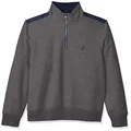 Nautica Men's 1/4 Zip Pieced Fleece Sweatshirt, Charcoal Heather, Small
