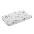 Disney Winnie The Pooh Classic Pooh 100% Cotton Quilted Changing Pad Cover, Ivory/Butter/Aqua/Orange 1 Count (Pack of 1)