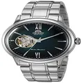 Orient Men's "Helios' Stainless Steel Japanese-Automatic/Hand Winding Open-Heart Display, Green, Modern