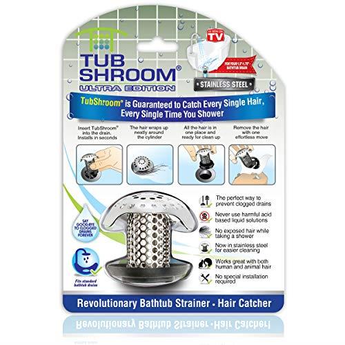TubShroom Ultra Revolutionary Bath Tub Drain Protector Hair Catcher/Strainer Stainless Single Stainless Single Pack