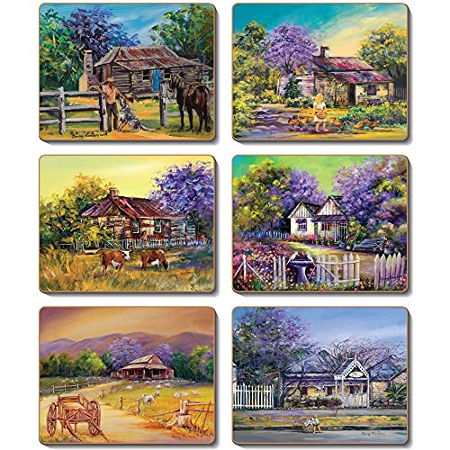 Cinnamon Jacaranda House Placemats 6-Pieces Set, 34 x 26.5 cm, Multicolor