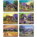 Cinnamon Jacaranda House Placemats 6-Pieces Set, 34 x 26.5 cm, Multicolor