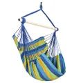 Highwild Hanging Rope Hammock Chair Swing Seat for Any Indoor or Outdoor Spaces - 500 lbs Weight Capacity (Blue Striped.)