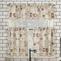 No. 918 Bristol Coffee Shop Semi-Sheer Rod Pocket Kitchen Curtain Valance and Tiers Set, 54" x 36", Ivory Off-White