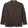 Dickies Men's Long Sleeve Flex Flannel Shirt, Black/Brown Duck Plaid, Small
