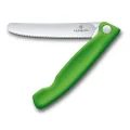Victorinox Swiss Classic Foldable Paring Knife with Wavy Edge, 11 cm Blade Length, Green, One Size