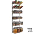 X-cosrack 6-Tier Wall Mounted Spice Rack Organizer Hanging Seasoning Holder Rack, Height-Adjustable Wire Spice Shelves for Kitchen Pantry Wall, Black