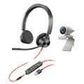 Plantronics Poly - Studio P5 Webcam with Blackwire 3325 Headset Kit ( + Polycom) - 1080p HD Professional Video Conferencing Camera & Stereo Audio Wired Headset USB-A - Certified for Zoom & Teams, White