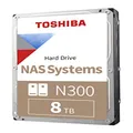 Toshiba N300 8TB NAS 3.5-Inch Internal Hard Drive - CMR SATA 6 GB/s 7200 RPM 256 MB Cache - HDWG480XZSTA, Silver