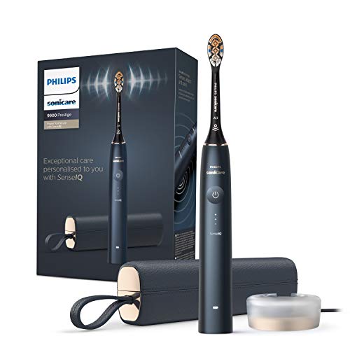 PHILIPS Sonicare 9900 Prestige Rechargable Electric Toothbrush with SenseIQ, Our most advanced toothbrush, All-in-One brush head, AI-powered Sonicare app, HX9992/22, Midnight Blue