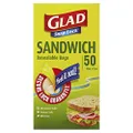 Glad Snaplock Resealable Sandwich Bags, BPA Free, Microwave & Freezer Safe, 50 Count