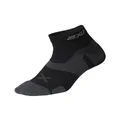 2XU Unisex Vectr Cushion 1/4 Crew Socks - Sports Performance Socks - Black/Titanium - Size Medium