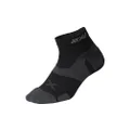 2XU Unisex Vectr Cushion 1/4 Crew Socks - Sports Performance Socks - Black/Titanium - Size Medium