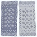 Bersuse 100% Cotton Teotihuacan Dual-Layer Handloom Turkish Towel - 39X71 Inches, Dark Blue