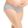 Playtex Women's Maternity Fold Down Modern Brief Panties 3-Pack, Crystal Grey Heather/Cafe Blue Lait/Black, Small