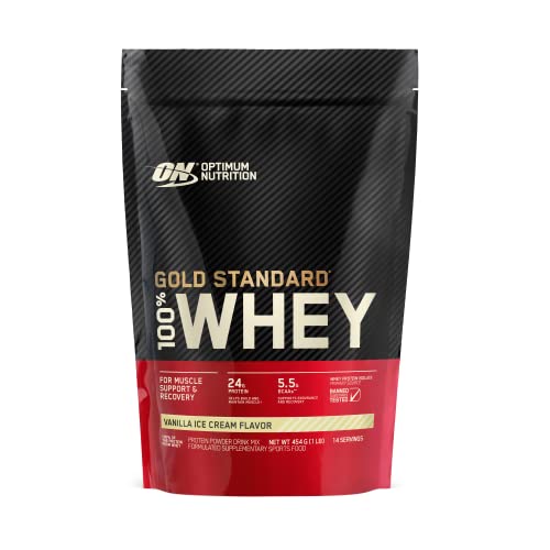 OPTIMUM NUTRITION Gold Standard 100% Whey Protein Powder, Vanilla, 454g