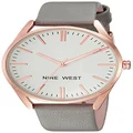 Nine West Women's NW/1994RGGY Rose Gold-Tone and Grey Strap Watch