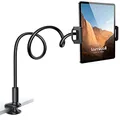 Gooseneck Tablet Mount Holder for Bed - Lamicall Flexible Tablet Arm Clamp, Bed Stand Conpatibile for iPad Mini 7.9, Air 9.7 10.2, Pro 10.5/11, Switch, Galaxy Tabs and More 4.7-11" Devices- Black