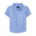 The Children's Place Single and Toddler Boys Short Sleeve Oxford Button Down Shirt, Light Blue Oxford Single, 9-12 Months