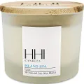 HHI Candles Island Spa Scented Candles. All Natural Soy Wax Candle with Thick Frosted Glass and Bamboo Wood Lid. 3 Wick Candle Large 12 Oz. Size